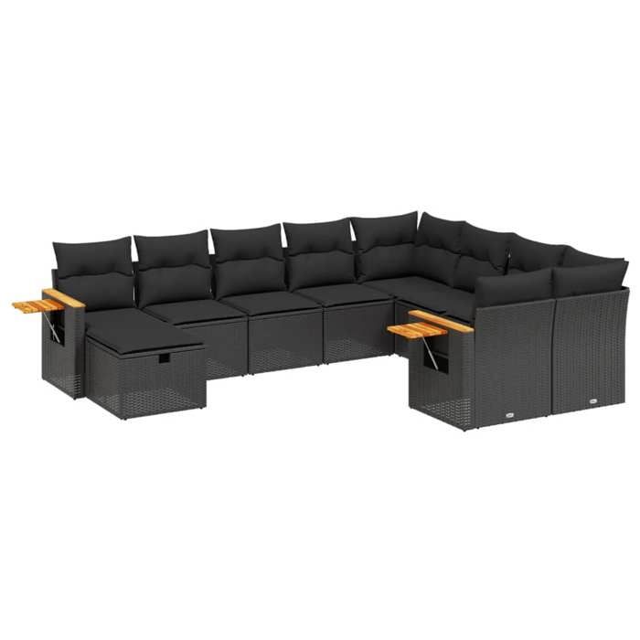 VidaXL Garden Lounge Set with Cushions 10 Pcs, Patio Sofas, Patio Furniture Set, Outdoor Furniture, Black 3259556