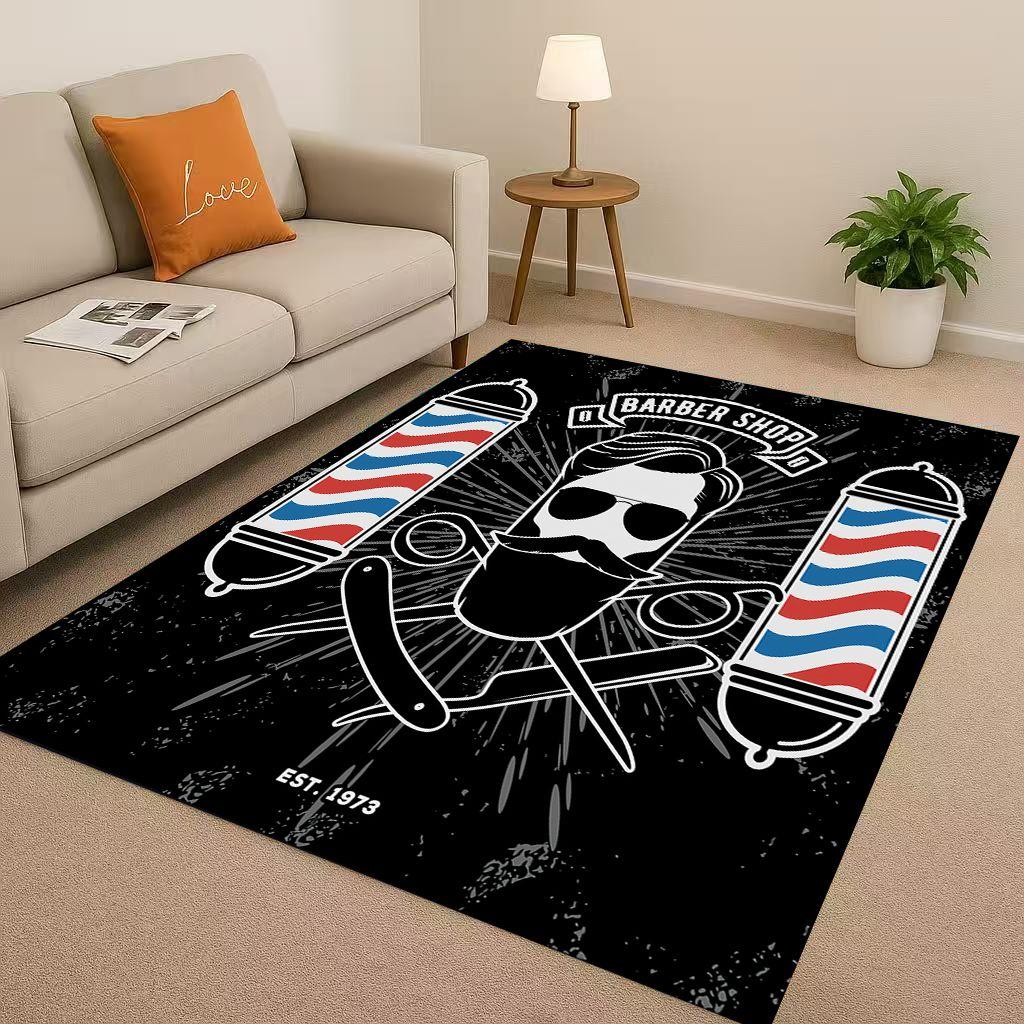 2026 New Retro Barber Shop Symbol Sign Living Room Non Slip Area Rug Carpet for Bedroom Playroom Sofa,Home Decor Doormat Gift