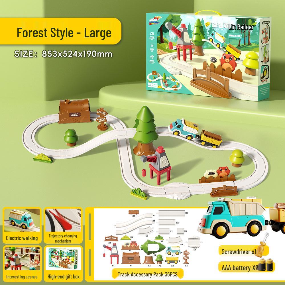 Electric Logging Train & Track Set for Kids: Cross-Border Forest Adventure