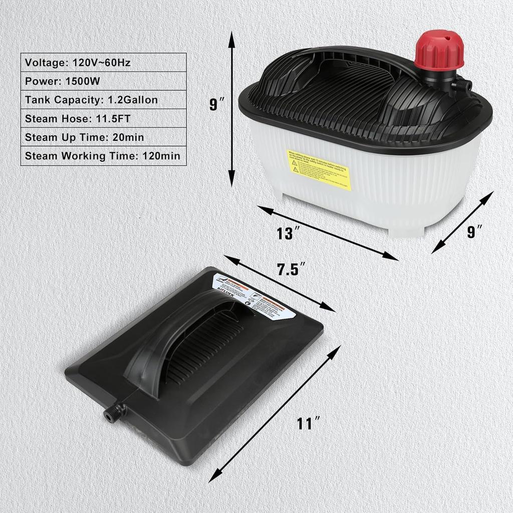 Tapetensteamer 1500W, Chemikalienfrei, 3,5m Schlauch, 4,5L Tank, Große Dampfplatte