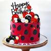 Marienkäfer Kuchenaufsatz Rot Schwarz Kugel Kuchendekorationen Gänseblümchen Kuchenaufsatz für Marienkäfer Themenparty Geburtstagsfeier Zubehör Dekoration