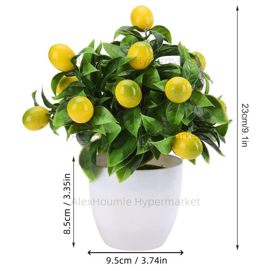 Artificial Lemon Tree Decor Fake Lemon Plants Artificial Lemon Tree Bonsai Fake Greenery Mini Lemon Tree Potted for Home Office