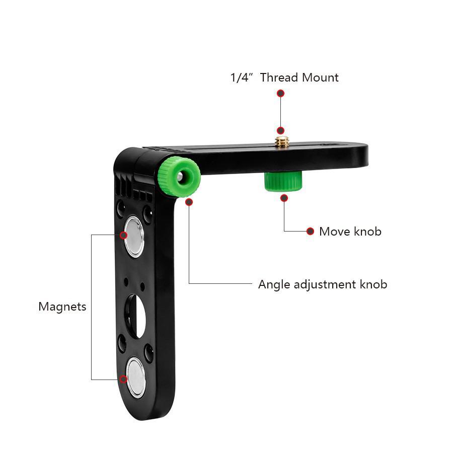 Adjustable L-Shaped Magnetic Wall Mount for Laser Level Tools