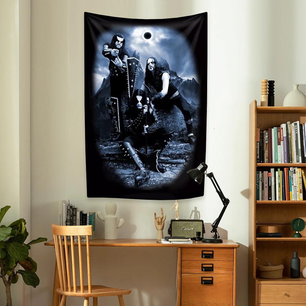 Black Metal Band Home Decor Immortals Rock Tapestry Wall Hanging Large Fabric Covering Bedroom Backdrop Party Concert Decoration