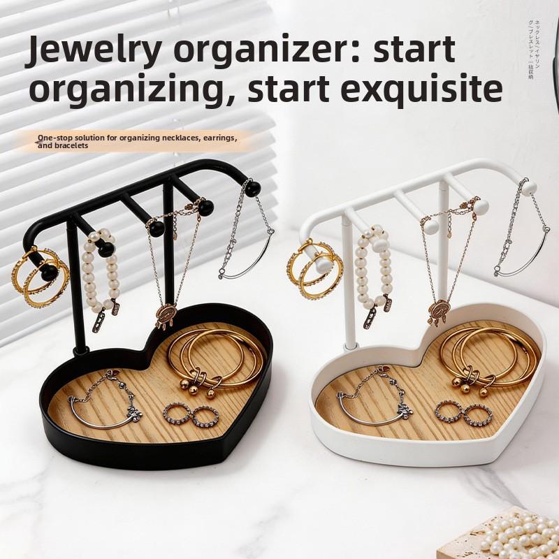 Simple Jewelry Box for Displaying Necklaces, Bracelets, Earrings and Rings. Hanging Rack for Organizing and Storing Jewelry on The Desktop.