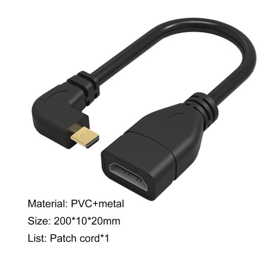 20cm 90-Degree Right-Angle Micro HDMI-compatible Male to Female Extension Cord Adapter Cable for HDTV