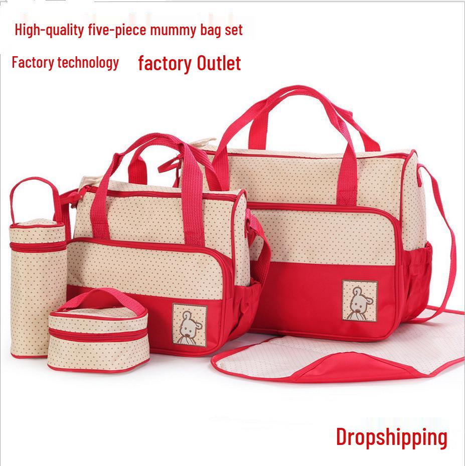 Waterproof Fashion Mommy Bag Set: Multifunctional Crossbody, Large Capacity, Single Shoulder, Handheld, 5 Pieces