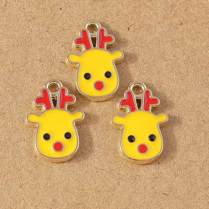 10pcs Enamel Christmas Tree Snowman Pendant Charms for Jewelry Making Christmas Earrings Necklaces DIY Accessories Supplies