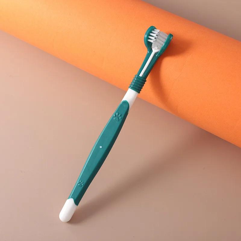 Pet Three Head Toothbrush Pet Dog Toothbrush Cat Toothbrush Cat and Dog Oral Cleaning Products Small Dog Soft Hair Toothbrush