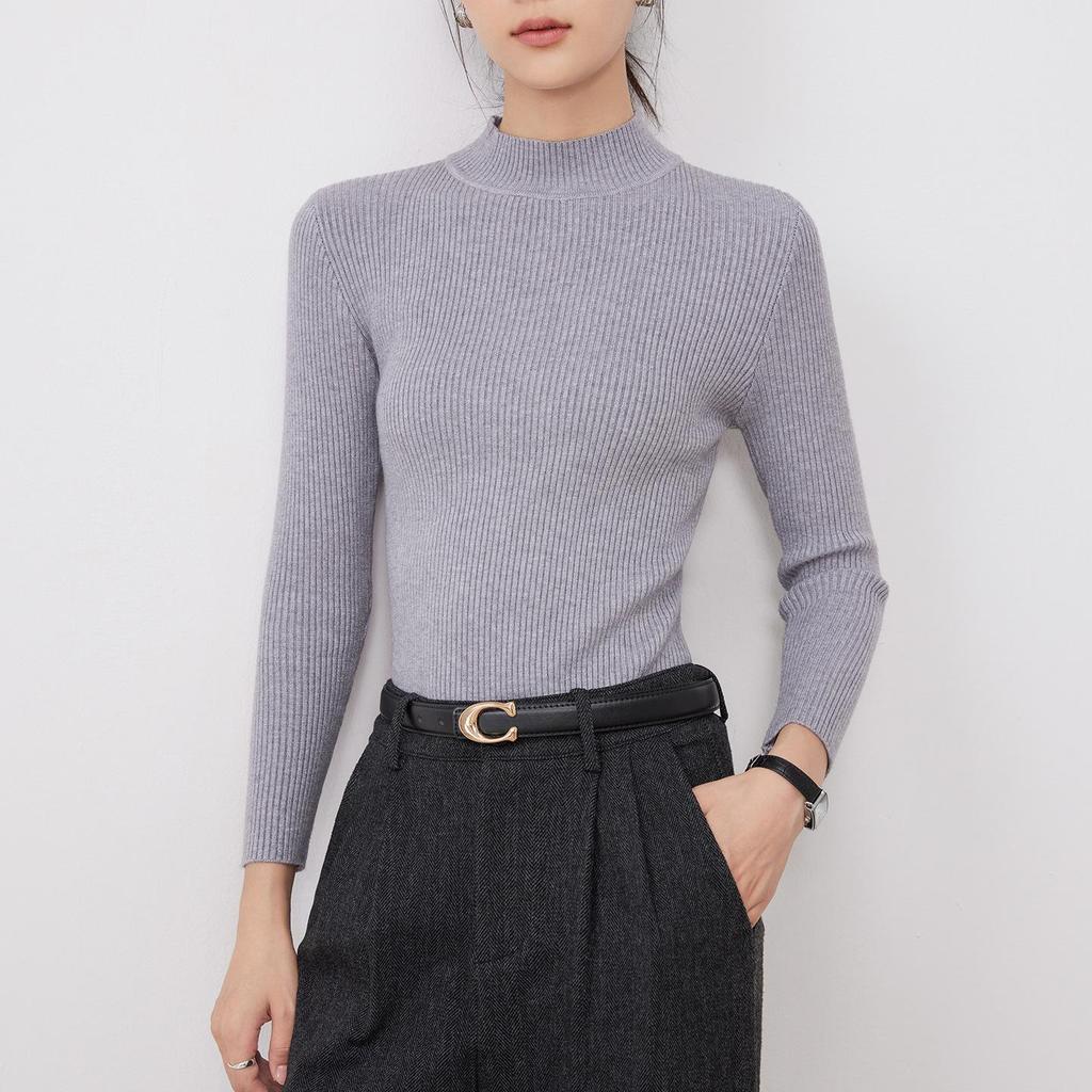 Women's Long Sleeve High-Neck Slim Fit Knit Sweater - 2025 Autumn/Winter Collection