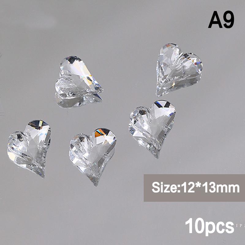10 Stück Eis Durchsichtig Nagelkunst Kristall Glänzend Klar Spitzer Boden Glasstein 3D DIY Maniküre Dekoration Zubehör