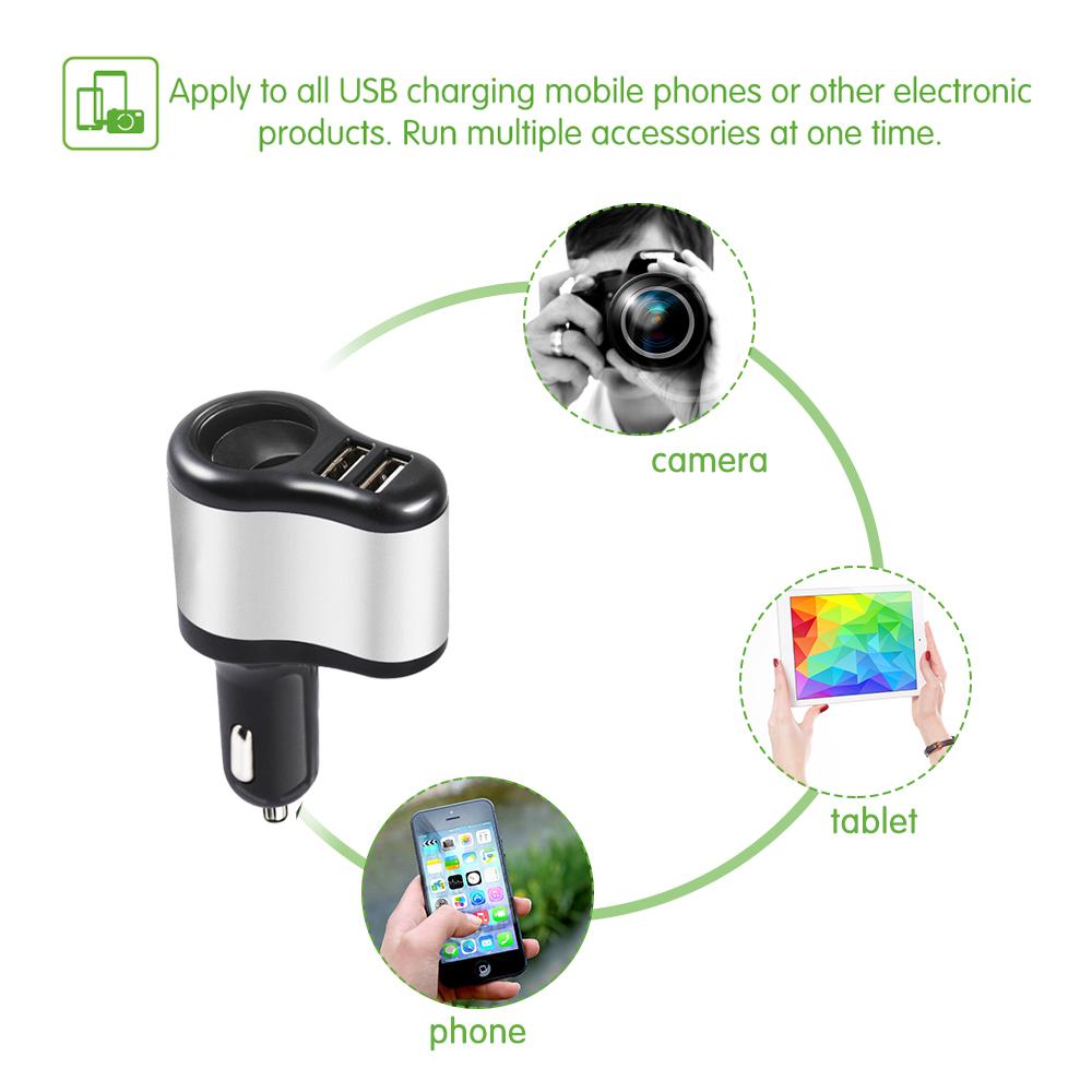 Doppel-USB Elektronischer Zigarettenanzünder Auto-Zigarettenanzünder Ladebuchse Splitter-Adapter 2,1A 1A Ladegerät für iPhone Handy 12V-24V