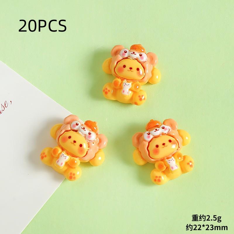 18/20PCS Cute Cartoon Animals Cream Gel DIY Handmade Phone Case Hair Clip Hole Shoes Key Chain Resin Small Accessories