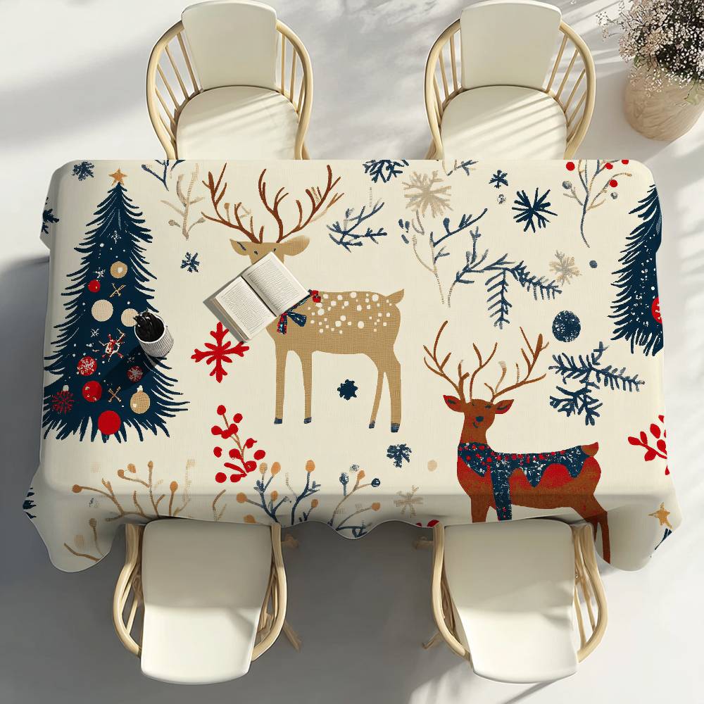 Christmas Pattern Design Table Cloth Party Decor Dining Room Home Kitchen Patios Waterproof Stain-Proof Table Cloth