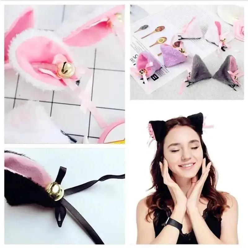 1Pair Sweet Bell Cat Ears Hair Clip Women For Cosplay Anime Costume Halloween Birthday Party Girl Fashion Hairs Accessories