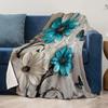 Blue Floral Flannel Blanket, Fashion Print Soft Throw, All Season Multi-Use for Sofa Office, Nap Companion Decor Gift