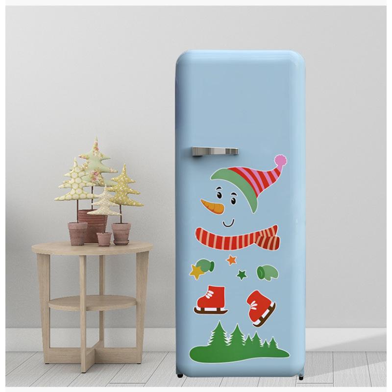 hot! Christmas Refrigerator Decorations Reflective Santa Snowman Magnets Xmas Holiday Garage Fridge Decor