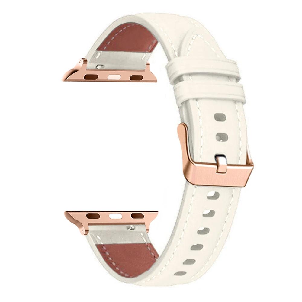 Řemínek na hodinky pro Apple Watch Series 10 Ultra 9 8 7 SE 6 5 4 3 2 1 46 mm 49 mm 45 mm 44 mm 42 mm růžovo-zlatá spona z pravé hovězí kůže