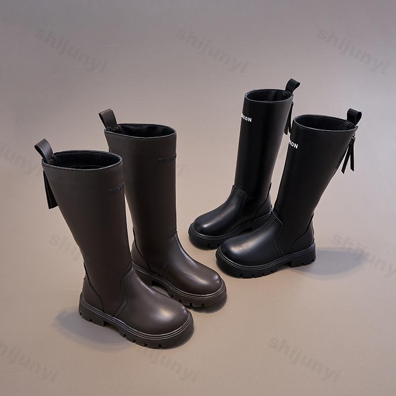 Stivali Lunghi al Ginocchio per Bambini Autunno Stivali da Principessa per Ragazze Britanniche Bambini Zip Comodi Antiscivolo Stivali Lunghi da Esterno Botas