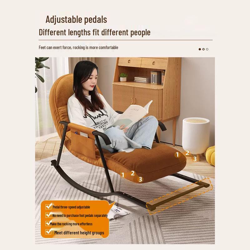 Single Red Recliner: Lazy Sofa Rocking Chair for Adults - Tech Fabric, Home & Balcony Leisure, Convertible To Lounger