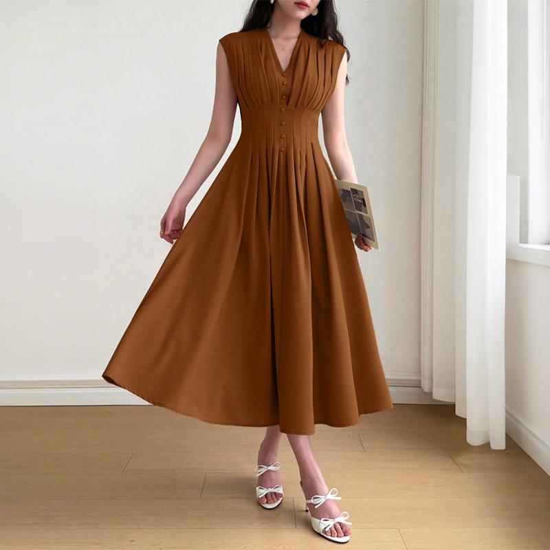 

ZANZEA Женское повседневное летнее платье без рукавов с V-образным вырезом 5XL оранжевый