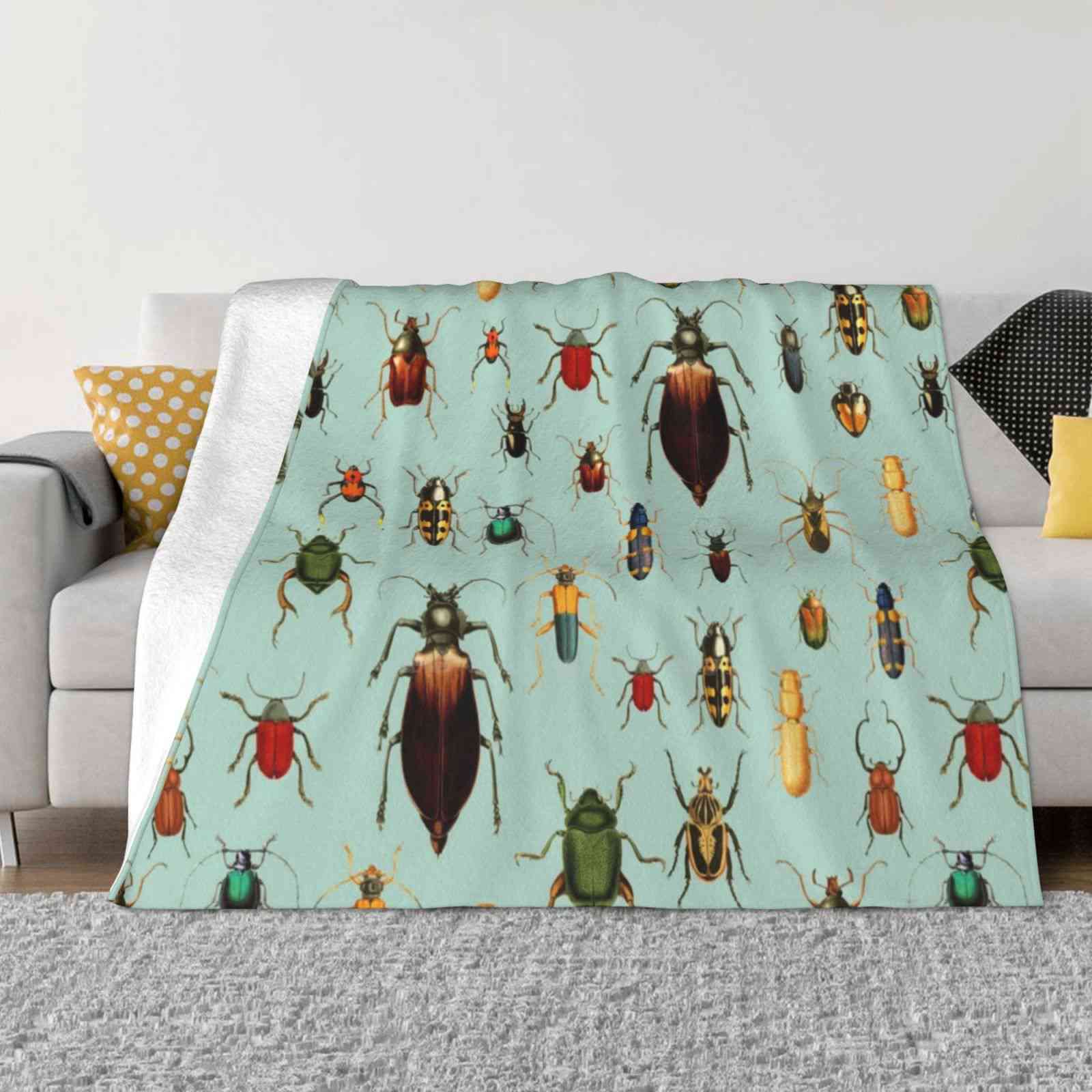 Antique Pattern-Beetles And Bugs Fashion Soft Warm Flannel Blanket Insects Moths Butterflies Butterfly Hawkmoth Stag Beetle 30x40in