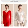 Women's Lace V-Neck Thermal Underwear Set - Slimming, Shaping, Heat-Generating Cotton