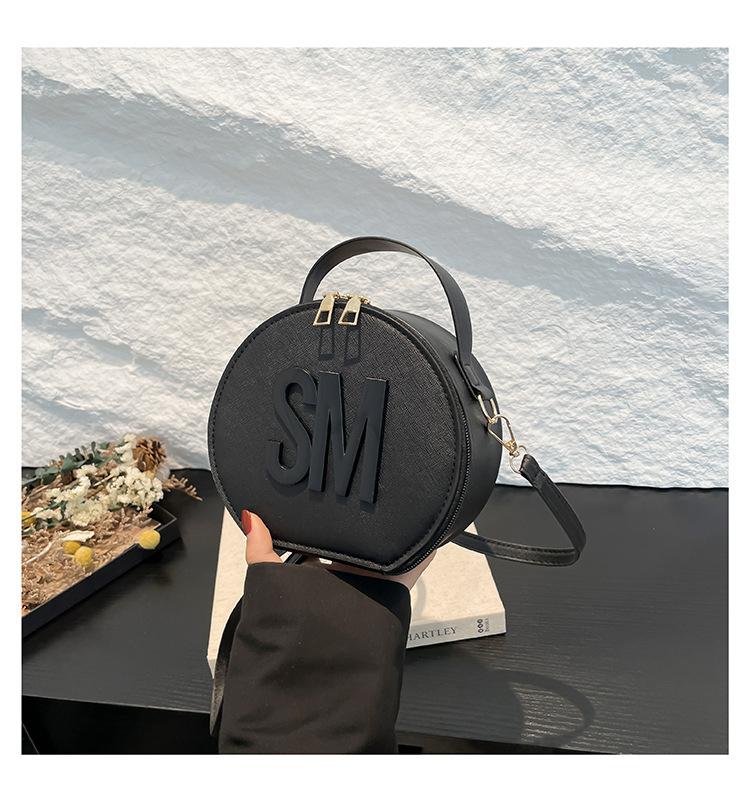 Bag Women's 2025 New European and American Fashion Popular Letter Solid Color Round Bag Shoulder Bag Bags Trendy Oblique Span Bag
