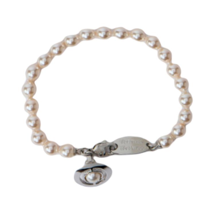 

Vivienne Westwood Enamel Glass Pearl Brass Bracelet Women bracelet Silver White 6103008L02P113P113 Basic Packaging-Dust Bag+Box