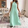 European and American style sexy neck halter dress solid color lazy loose dress, specially for elegant and long temperament