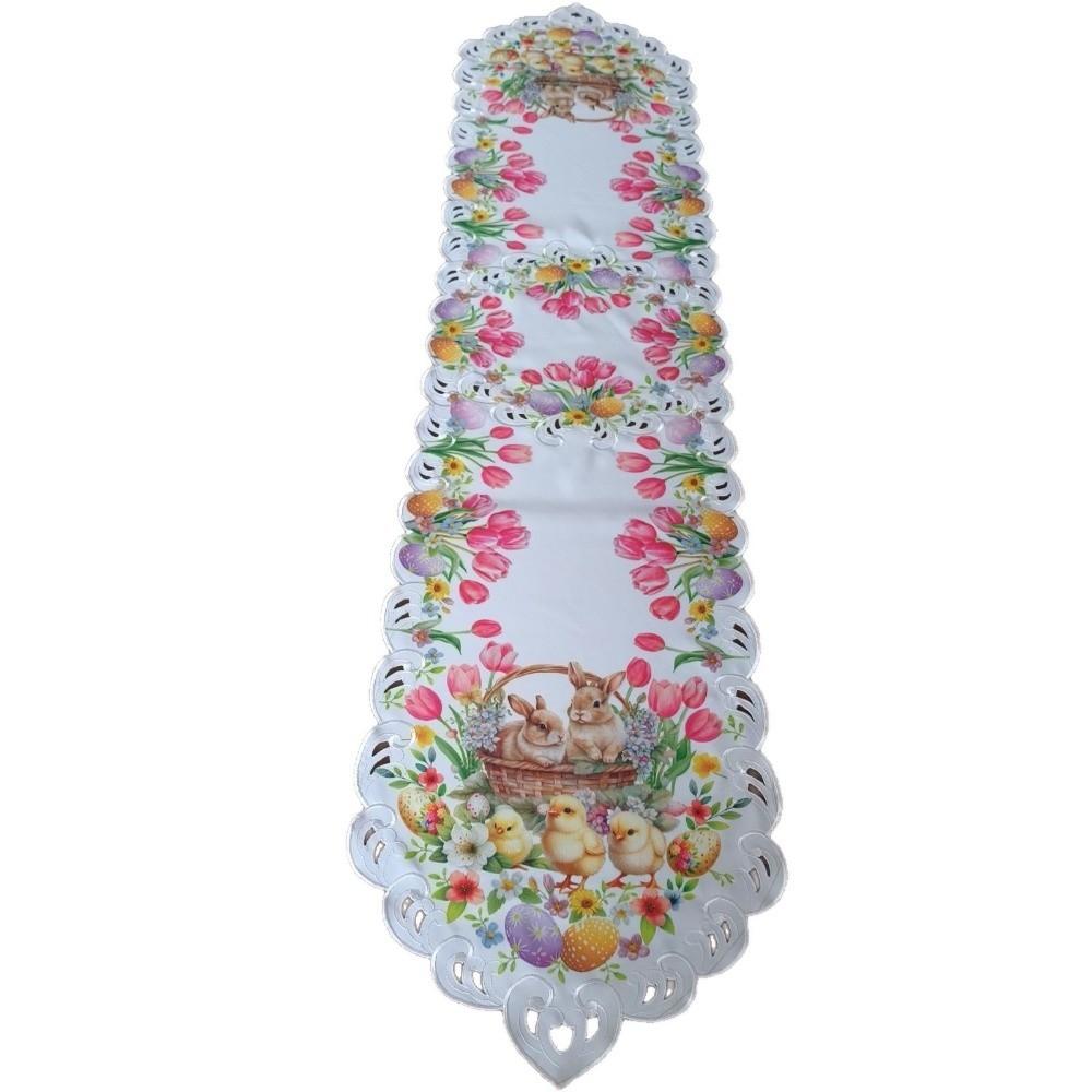 Little Chick Easter Table Flag Waterproof Tulip Flower Table Cover Anti-scalding Anti Slip Easter Table Runner Hotel