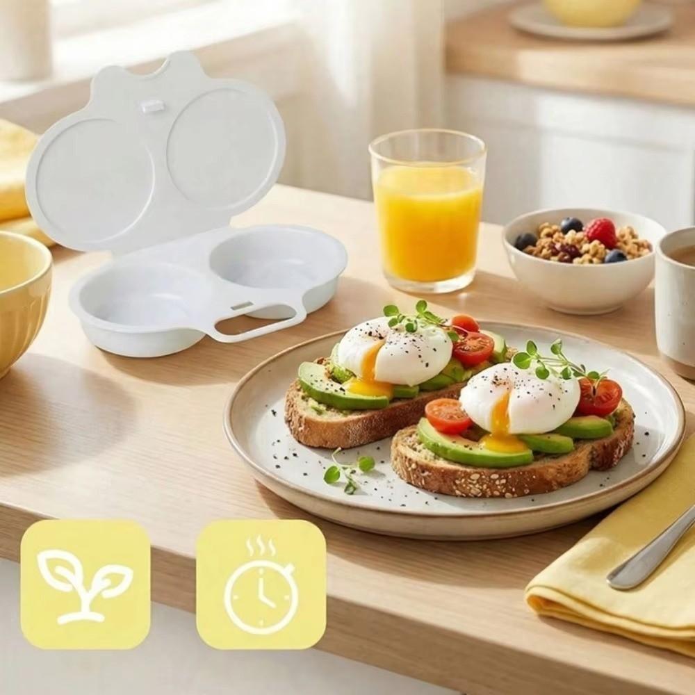 Double Cup Microwave Egg Cooker Non-Stick Steamed Egg Box Modern Egg Steamer  Kitchen Gadgets