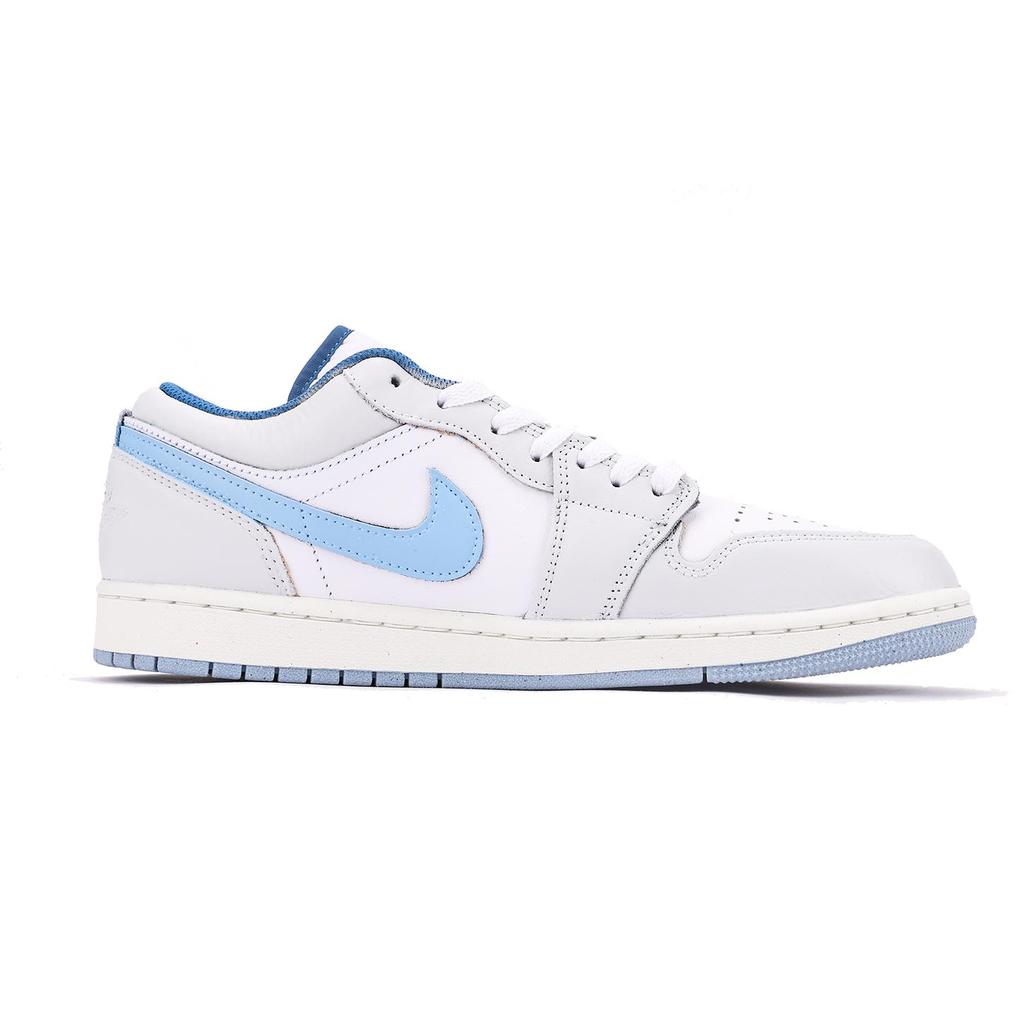 Jordan Air Jordan 1 Chestnut Slip Resistant Coverage Cushioning Low top Vintage Basketball Shoes Men's White Blue FN5214-141(Team15-)
