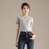 RAIN.CUN Damen Premium Rundhals Kurzarm Strick-T-Shirt