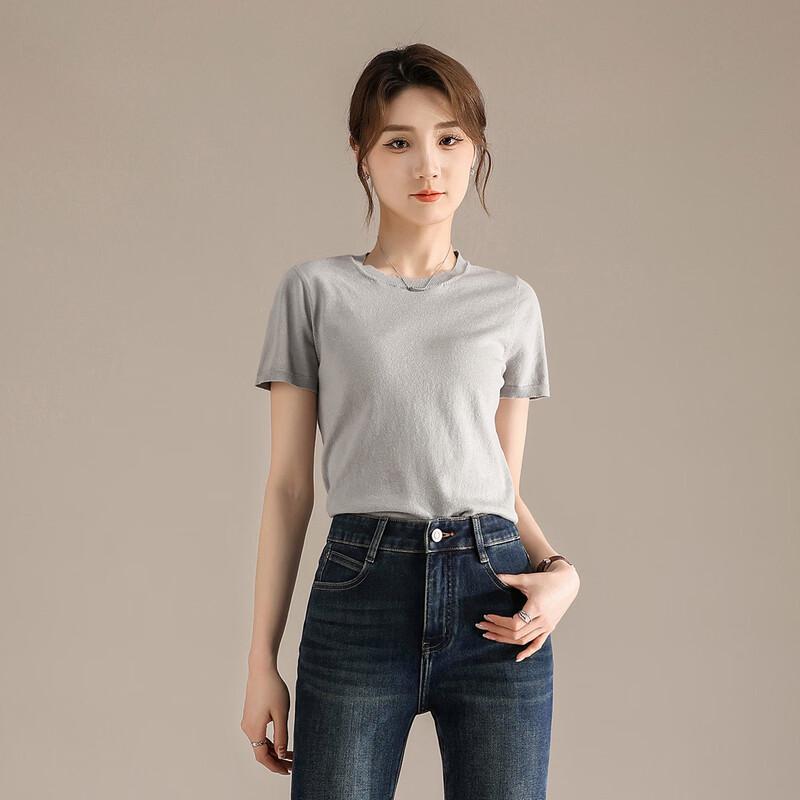 

RAIN.CUN Women s Premium Round Neck Short Sleeve Knit T-Shirt XL
