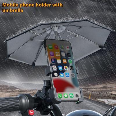 Motorcycle Mobile Phone Holder Stand & Umbrella Rainproof Sunshade Bicycle Outdoor Scooter Phone Clip Handlebar Mount