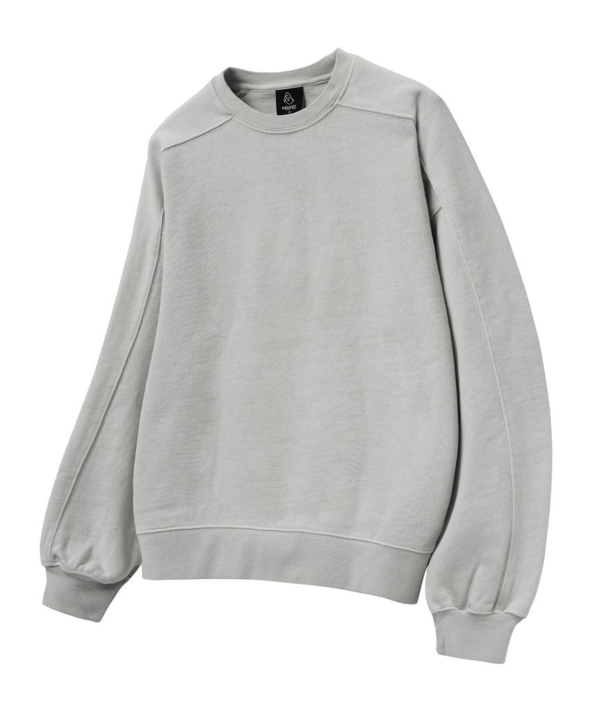 MOZMOZ Heavy Weight Pigment Back Embroidery Cutout Oversized Sweatshirt Gray