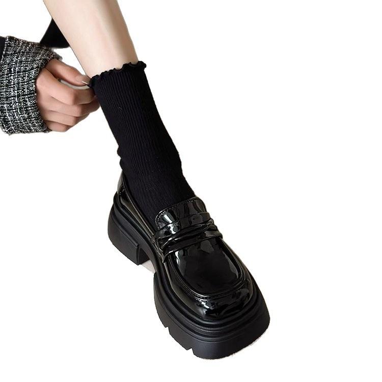 Black Platform Small Leather Shoes Women's Autumn 2025 New Versatile Retro British Style Loafers Women's Mary Jane Single Shoes