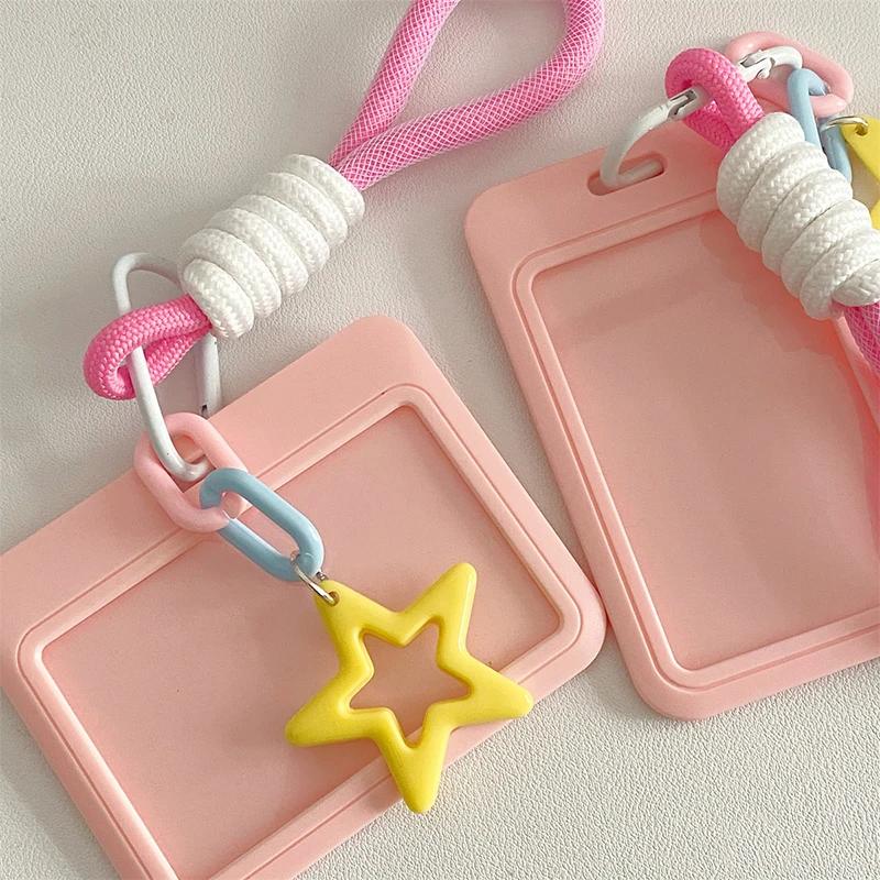 ABS Slide Kpop Photo Card Holder Anti-lost Keychain 3 Inch INS Idol Protective Case Bag Bus Cards Sleeves Supplies