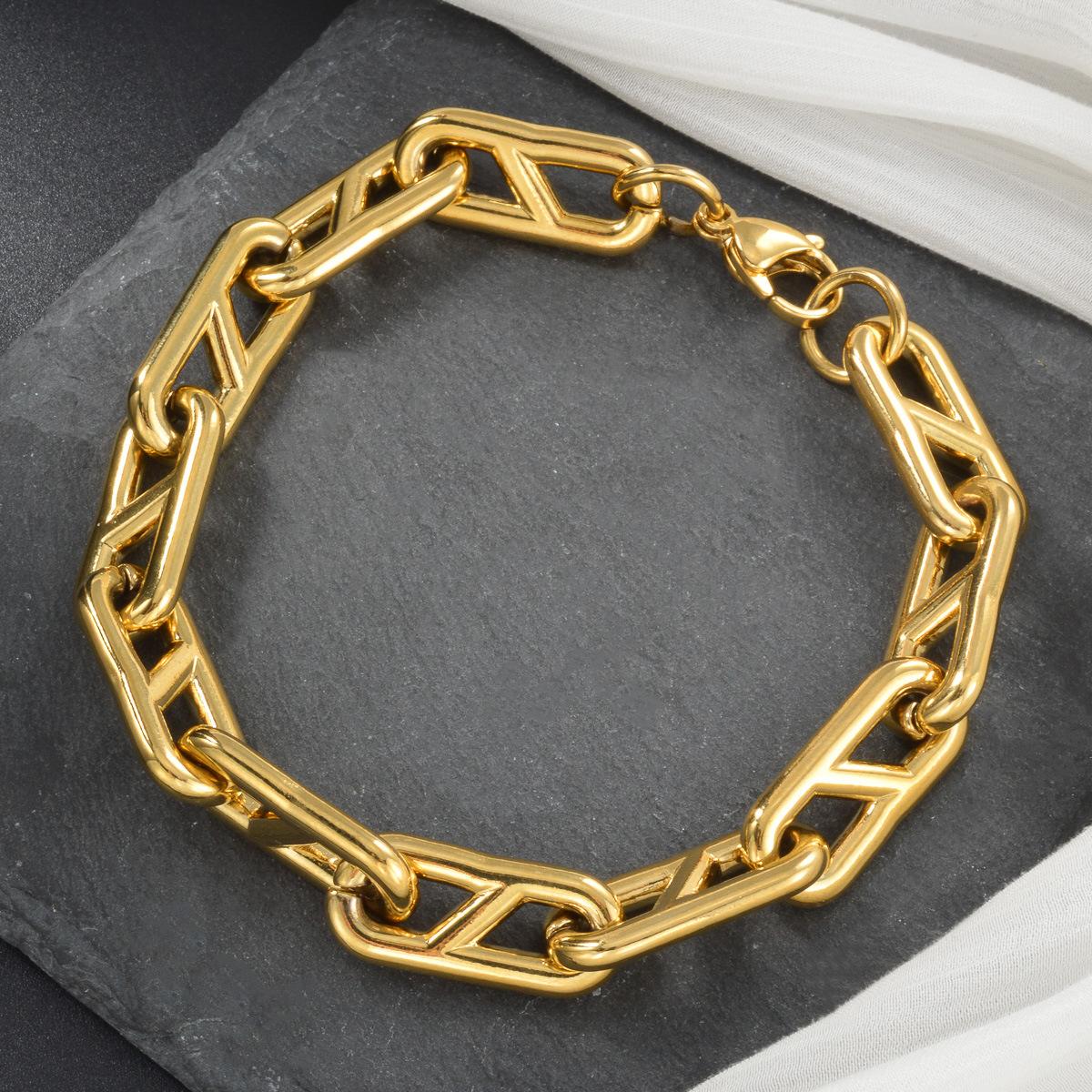 Light Luxury Trend Neutral Accessories 18K Return Chain Bracelet European and American Street Minimalist Style 2026 22CM золотой