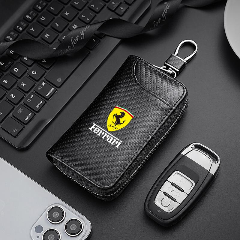 Breloc Mașină Fibra de Carbon Unisex Geantă Chei Organizator Portofel Pentru Ferrari F430 Stradale Roma 488 Spider SF90 LaFerrari Portofino