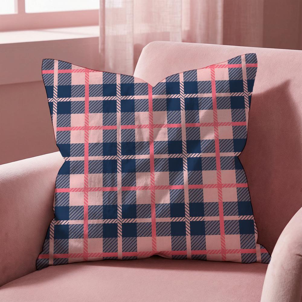 Checkered Pattern Cushion Cover MultiScene Pillow Cover for Home Car Reversible Soft Durable for Daily Use