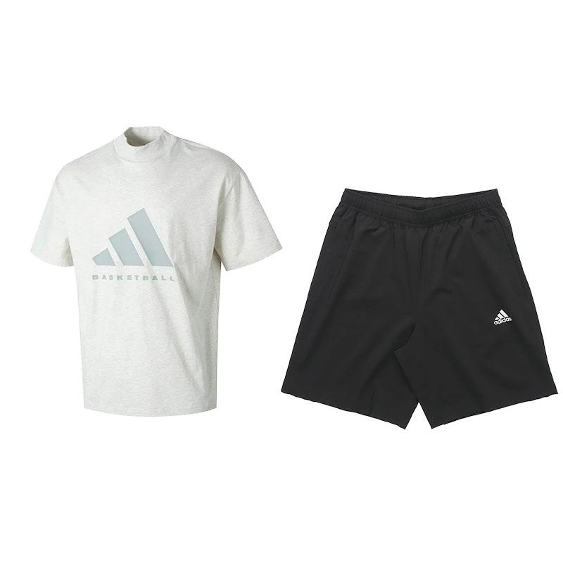 

Adidas Solid Color Breathable Short Sleeve T-Shirt And Mid Waist Shorts Casual Sports Set Men sets IX1968+GP0942 XXL