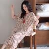 1011 new pajamas women's pajamas with chest pads summer cotton short-sleeved cropped pants thin summer women's loungewear