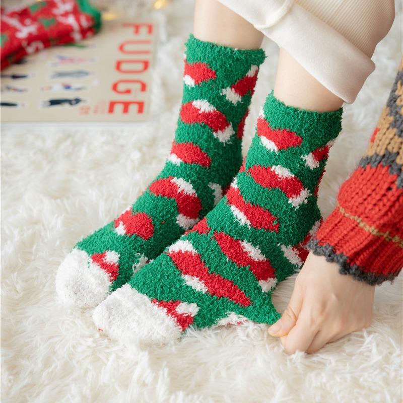Coral Fleece Socks Soft Holiday Socks Christmas Socks Fluffy For Gifts Holiday Season Sleeping