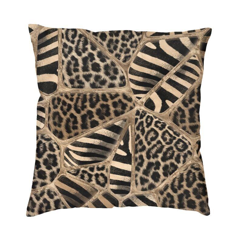 

Скандинавский фиолетовый чехол для подушки с леопардовым принтом, бархатная наволочка с рисунком кожи животного, украшение для гостиной, наволочка 45x45cm 18x18in