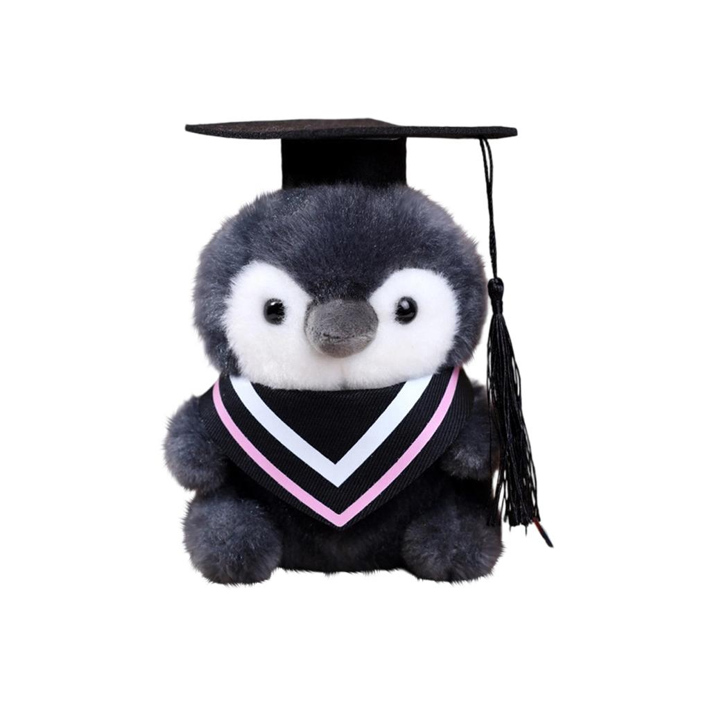 Plush Penguin Graduation Doll Soft Stuffed Animal Toy with Graduation Cap and Gown Suitable for Graduation Season Gifts and Decorations