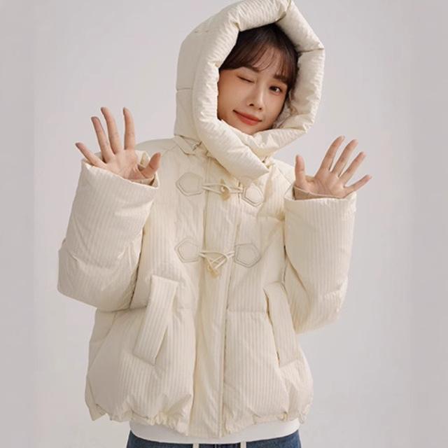 Cotton clothes women's short down cotton-padded clothes women's three-proof warm horn buckle small coat tide