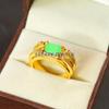 Jade Oval Cut With 925 Sterling Silver Gold Plated Ring For Men's #B143 JL375671584174