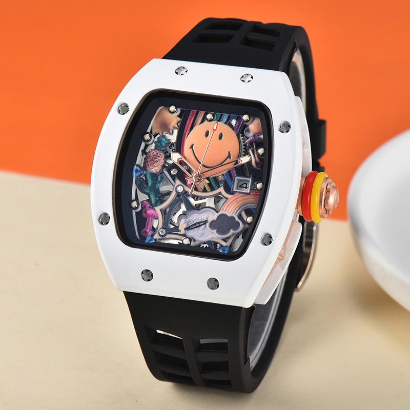 Herren-Quarzuhr mit Zifferblatt in Weißweinrot, tonnenförmig, mit Kalender und Sekundenzeiger